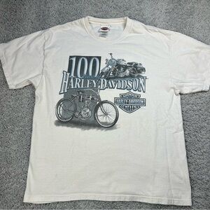 Harley Davidson Shirt Mens Large 100 Years of Harley Bicycle Motorcycle Y2K